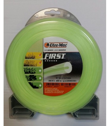 FILO TONDO FIRST OLEO-MAC D.2,4 LUNGHEZZA 87 MT -63040238A Ideale per erba, erbacce, sterpaglia e canneti anche in presenza di p