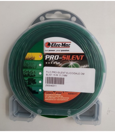 FILO PRO-SILENT OLEO-MAC ELICOIDALE DIAMETRO 2MM LUNGO 15 MT BLIST.-63040311- 63040318